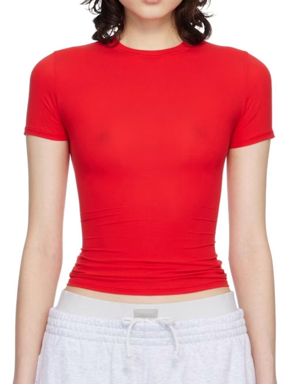 Skims Red Fits Everybody T-shirt Crew Neck Fitted Short Sleeves Casual Size S